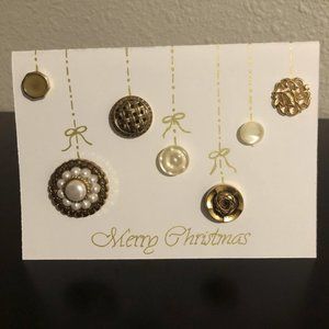 6 Vintage Button Ornament Christmas Card